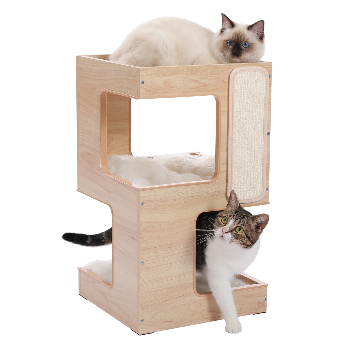 PAWZ Road Wooden Cat Condo Tree With Scratching Platform