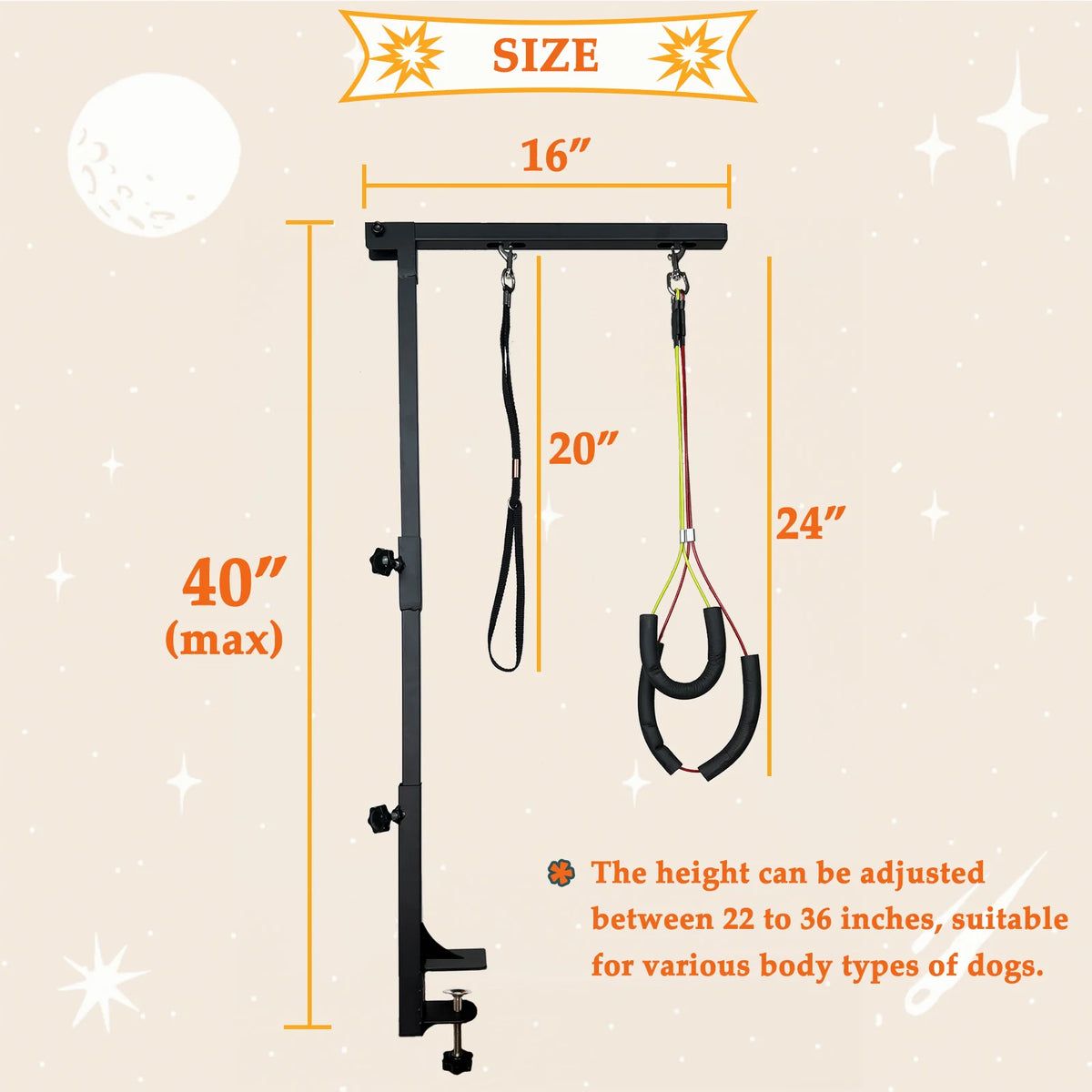 Adjustable Metal Dog Grooming Arm With Clamp And Loops