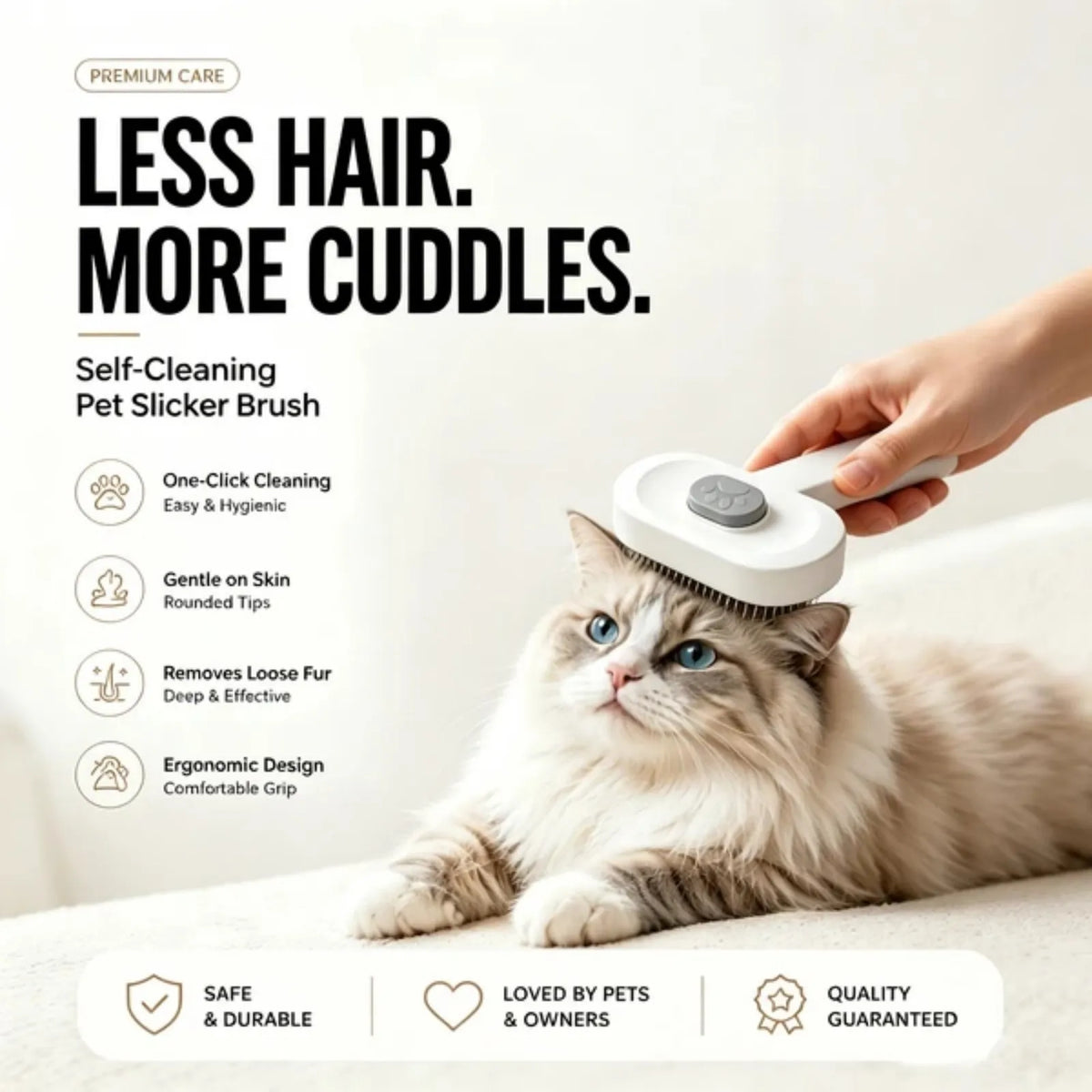 Self-Cleaning Slicker Brush for Dogs and Cats, Gentle Deshedding Tool