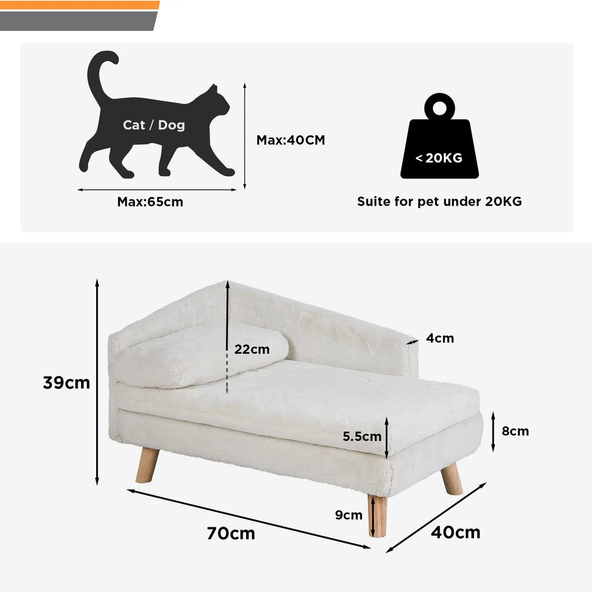 Elevated Pet Bed With Solid Wood Legs And Plush Cushions