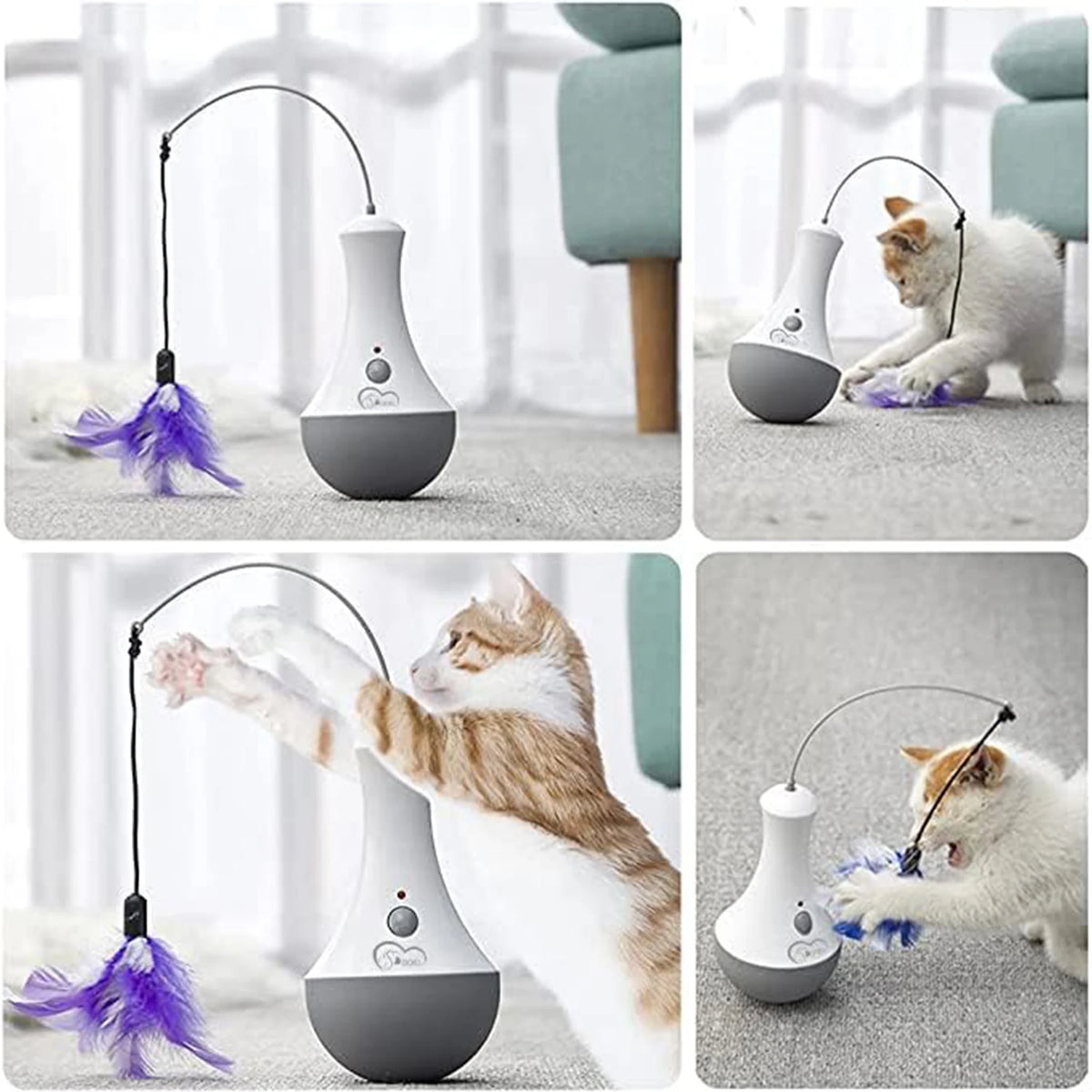 Automatic 360 Degree Random Rotation Cat Feather Teaser Interactive Toy