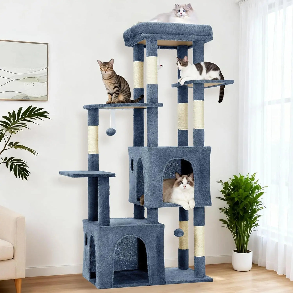 Elevated Multi Level Cat Climbing Tree With Scratching Posts