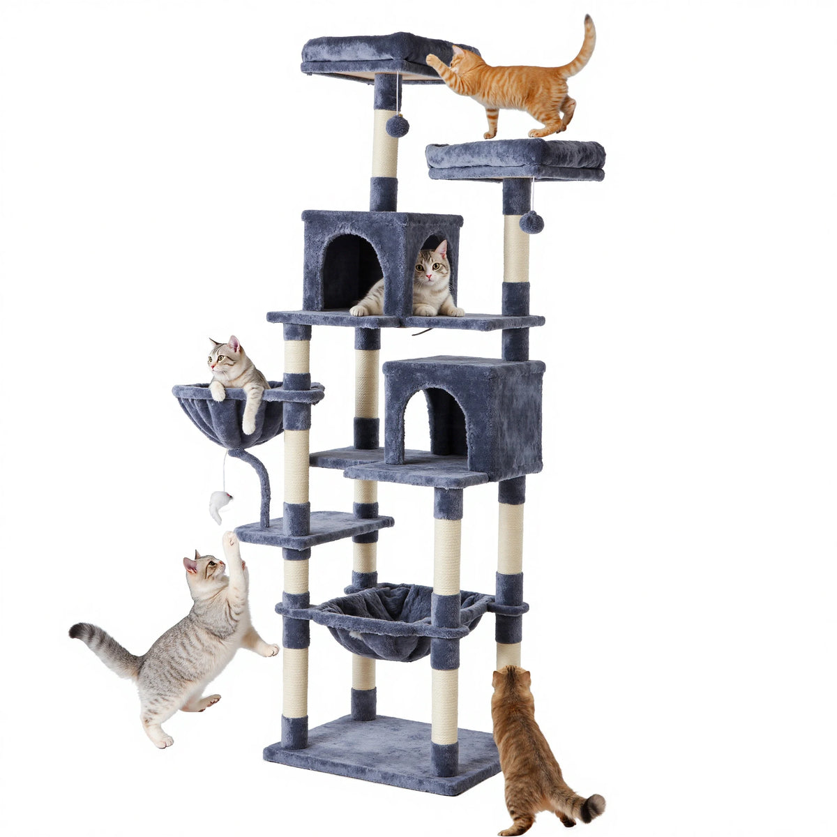 JHK Multilevel Cat Tree With Natural Sisal Scratching Posts