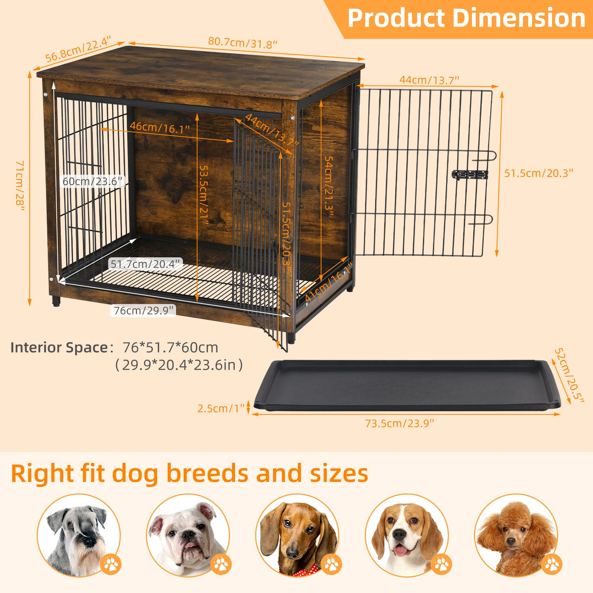 Functional Indoor Wooden Dog Kennel With Integrated Side Table
