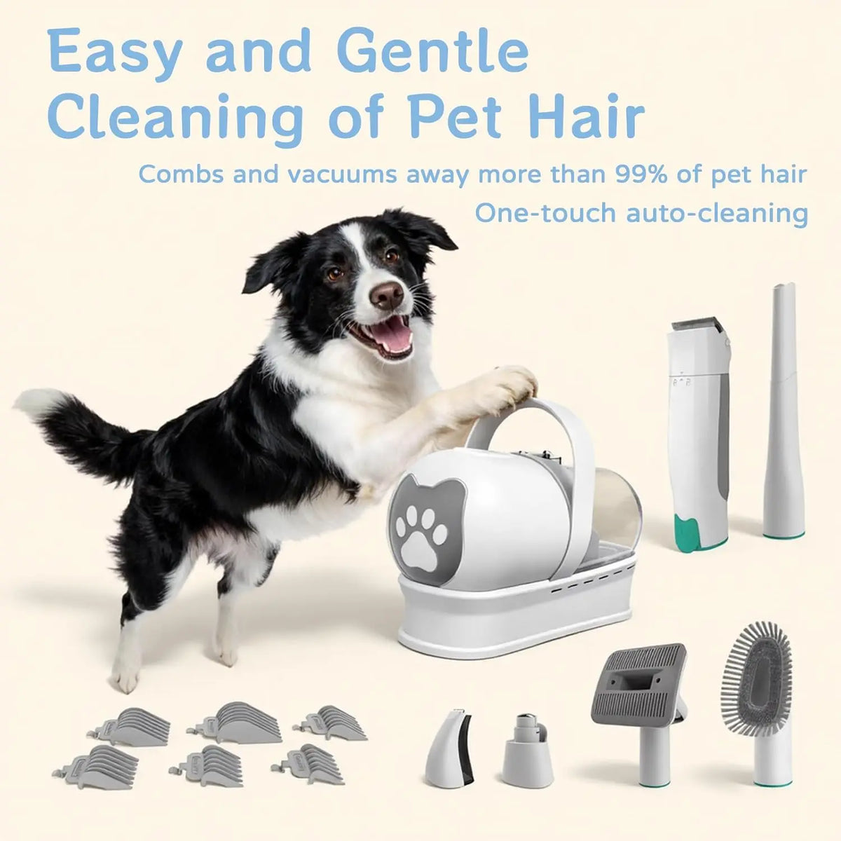 Dog Grooming Vacuum Kit With Deshedding Brush And Trimmer