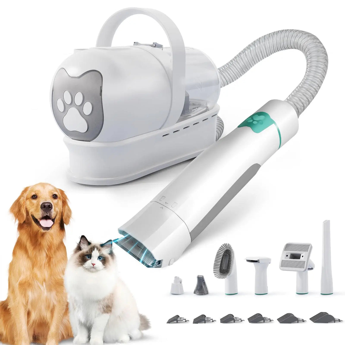 Dog Grooming Vacuum Kit With Deshedding Brush And Trimmer