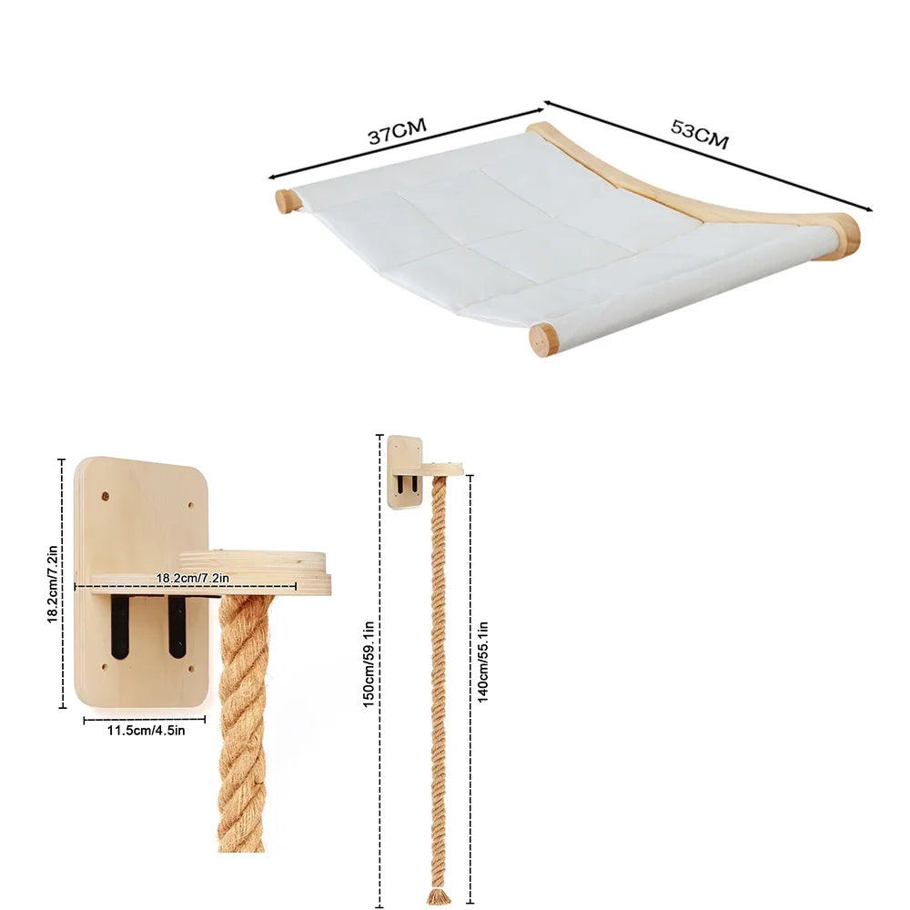 CWV Wall Mounted Cat Hammock With Climbing Shelves And Scratchers