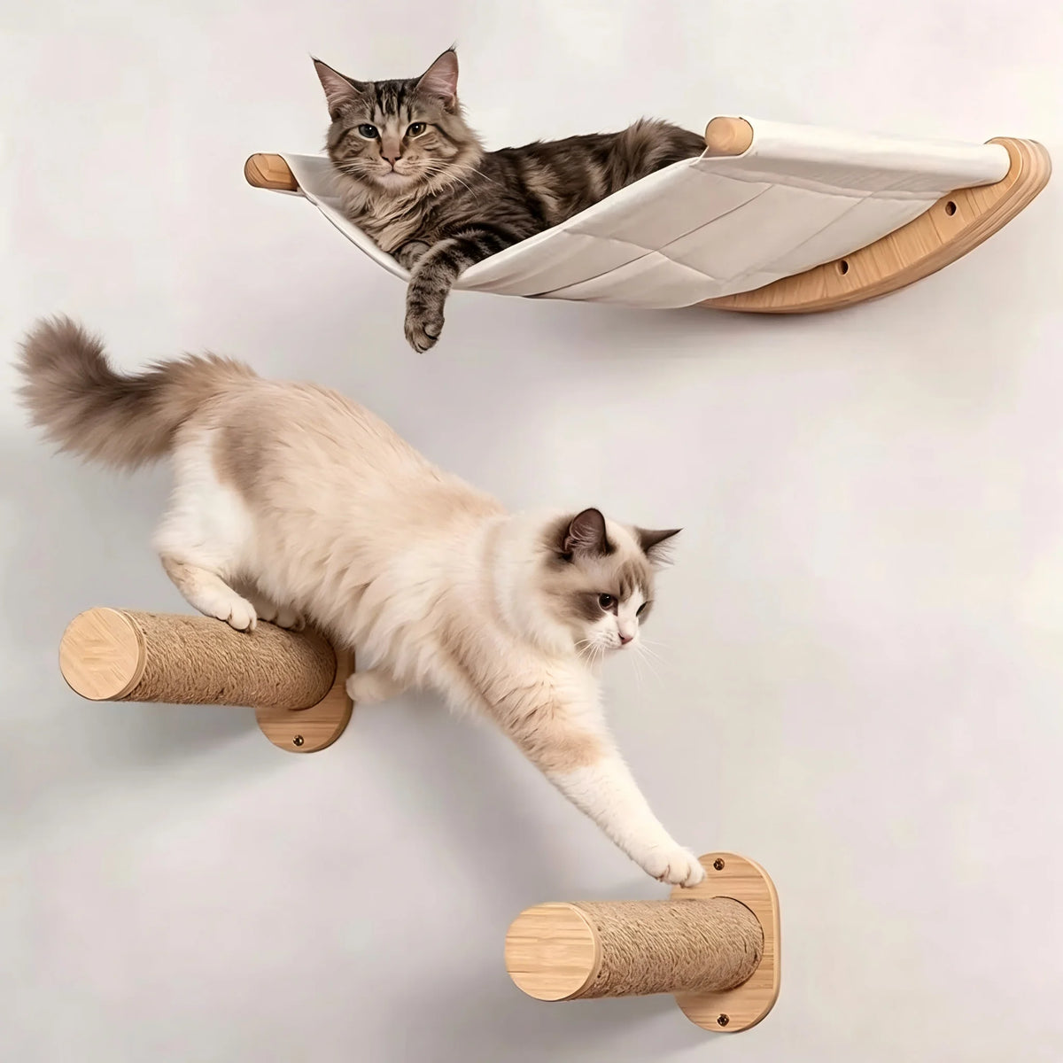 CWV Wall Mounted Cat Hammock With Climbing Shelves And Scratchers