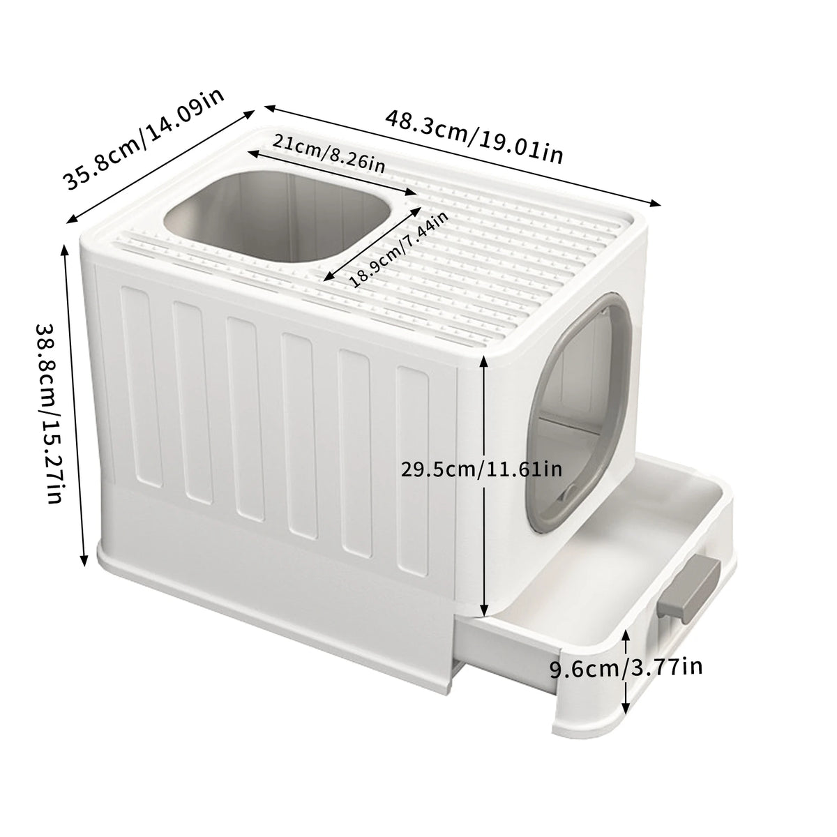 Bingopaw Enclosed Top Entry Cat Litter Box With Included Scoop