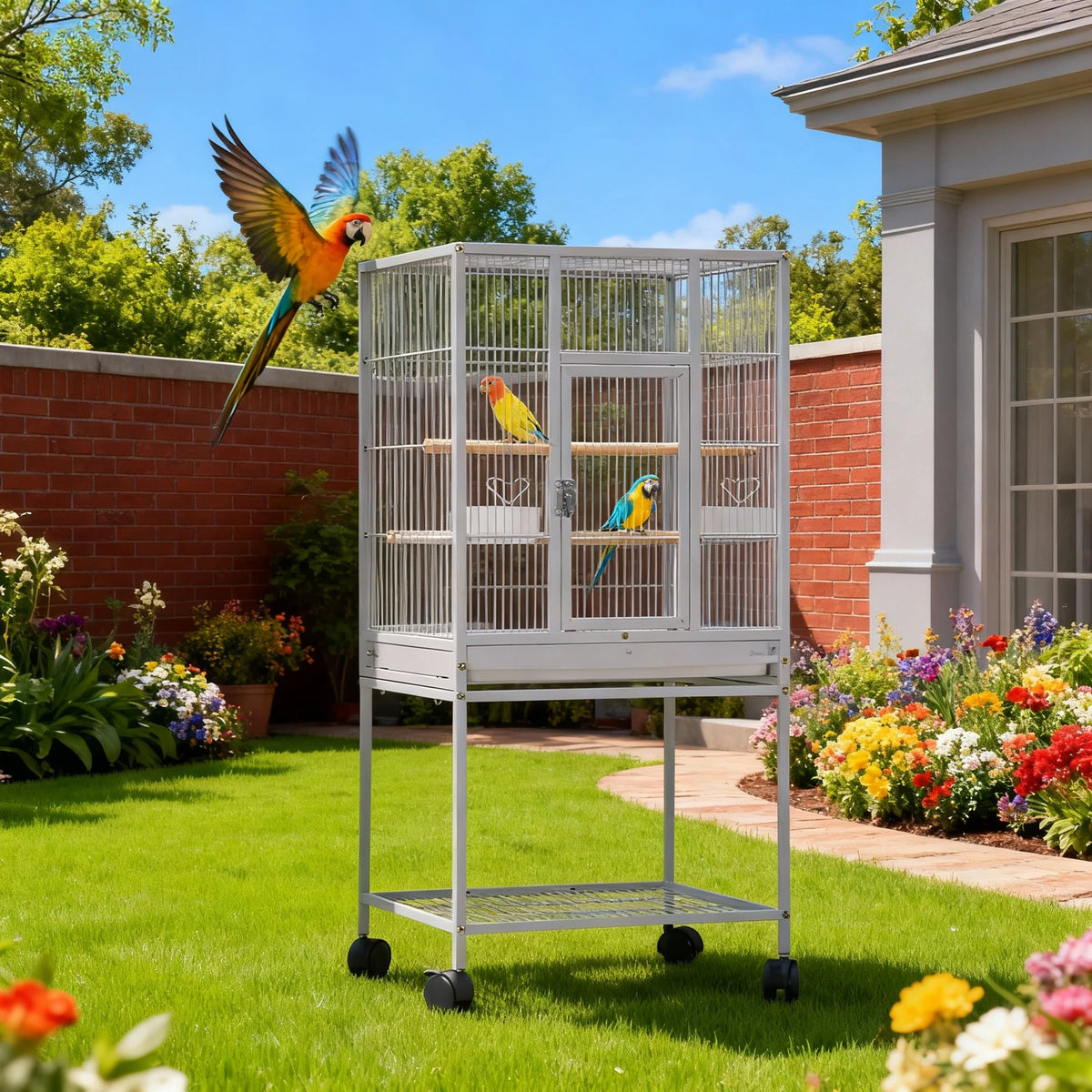 Five Level Metal Animal Cage With Wheels And Removable Tray
