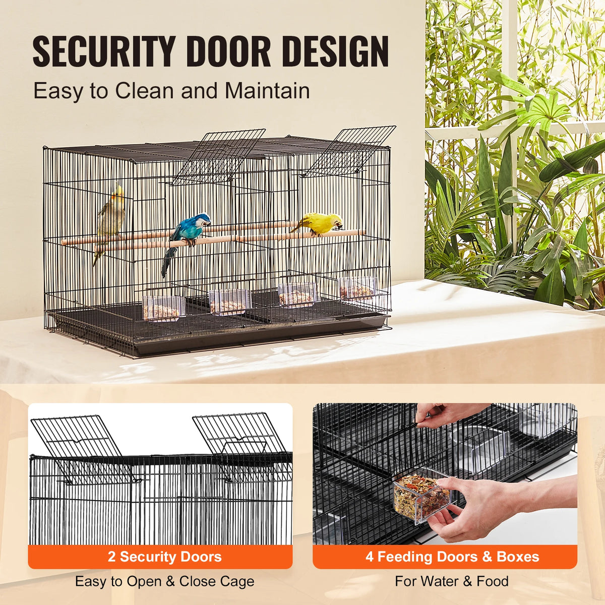 SucceBuy Secure Divided Bird Cage With Travel Handle And Perch