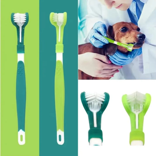 3-Sided Pet Toothbrush Cleans Teeth For Dogs And Cats