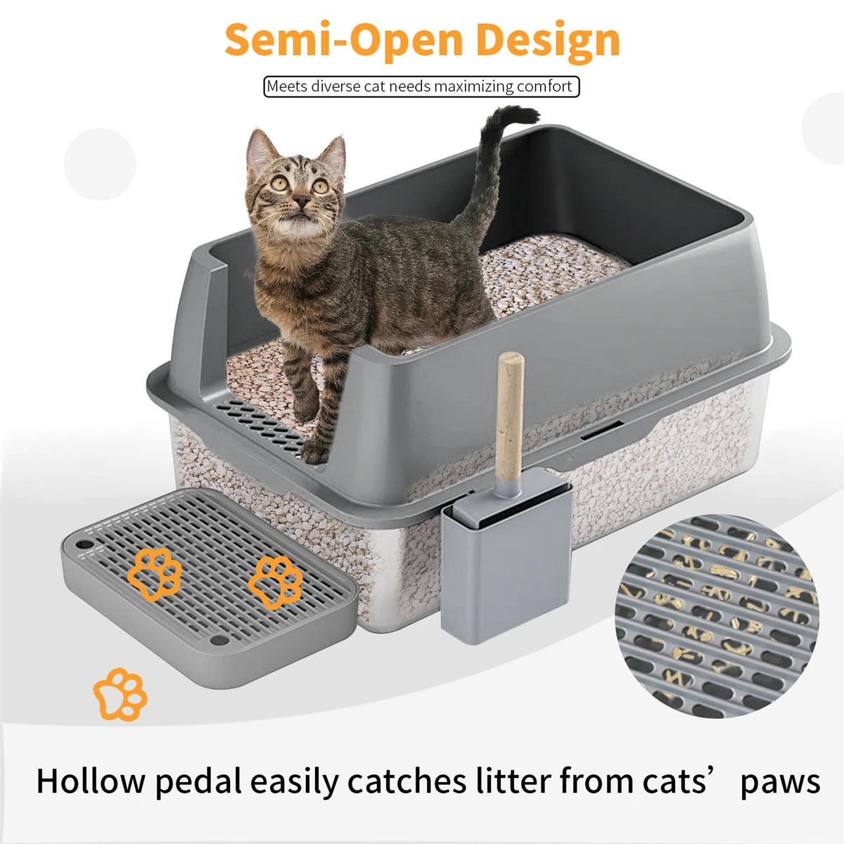 Enclosed Stainless Steel Cat Litter Box With Lid High Walls