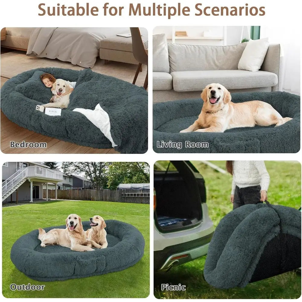 Comfortable Washable Human Dog Bed With Durable Polyester Cover