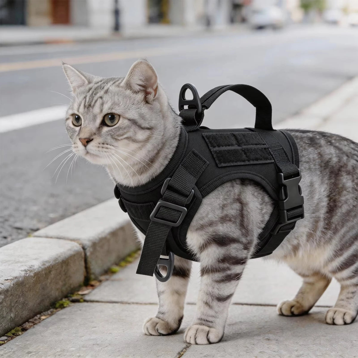 Tactical Escape Proof Cat Harness And Leash Set With Handle