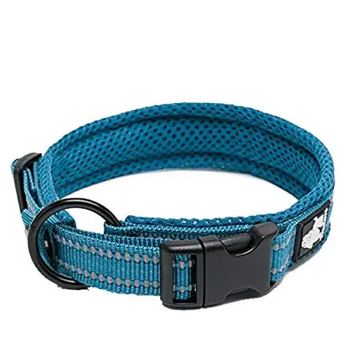 TrueLove Adjustable Nylon Dog Collar Padded Reflective Heavy Duty Webbing