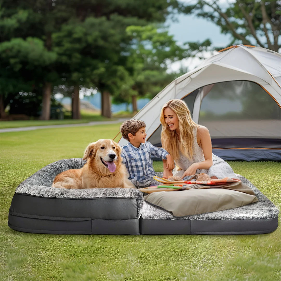 Bingopaw Foldable Calming Dog Bed With Soft Plush Cover
