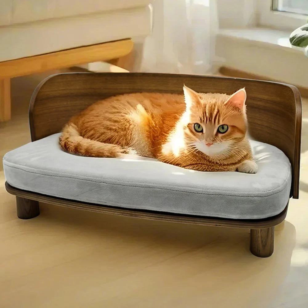 Borwart Elevated Pet Sofa Bed With Wooden Base And Cushion