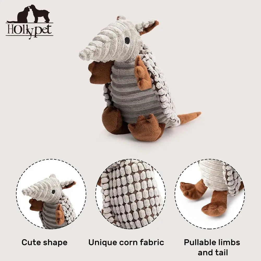 Hollypet Armadillo Squeaky Dog Toy For Playful Chewers