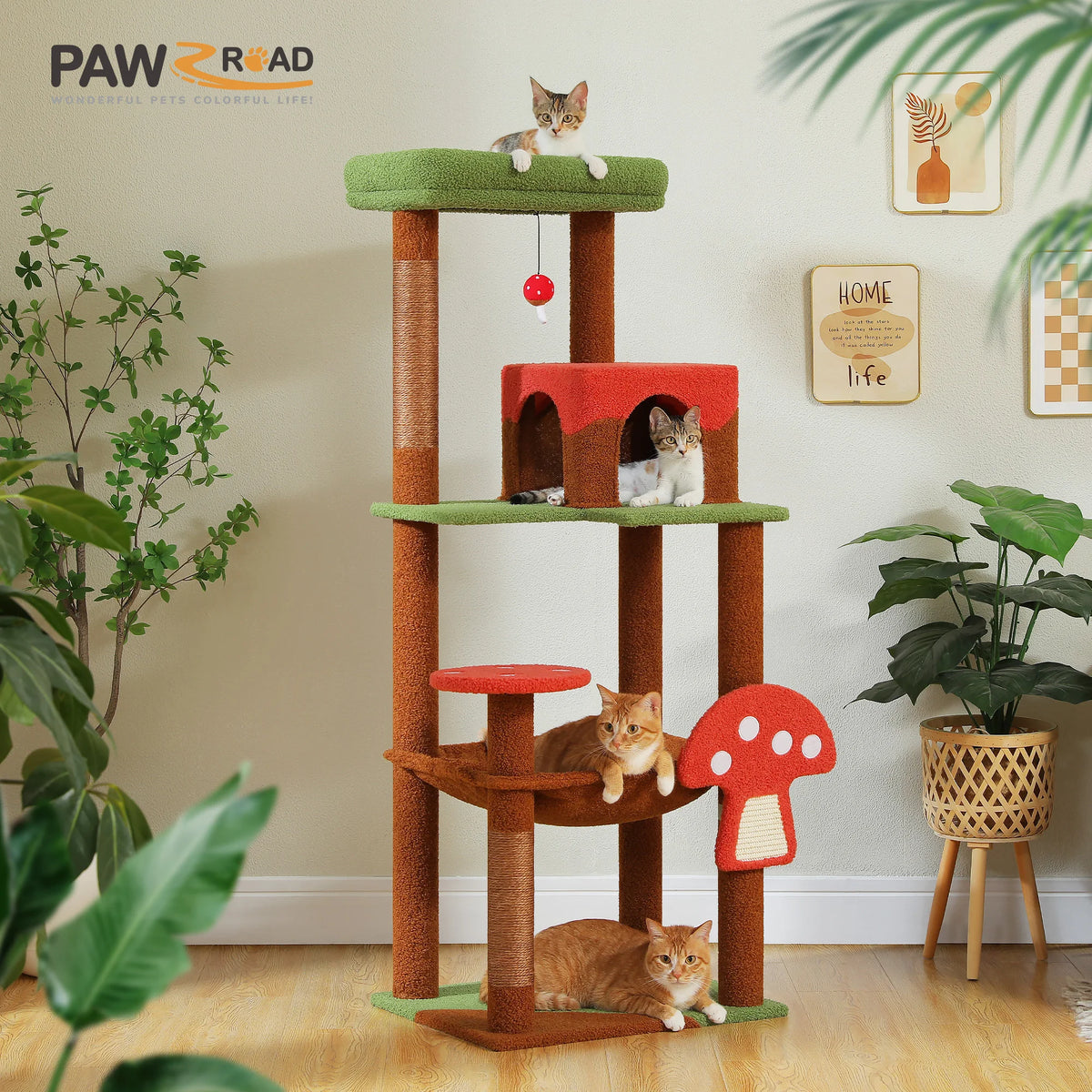 PAWZ Road Multilevel Cat Tree With Scratching Posts And Hammock