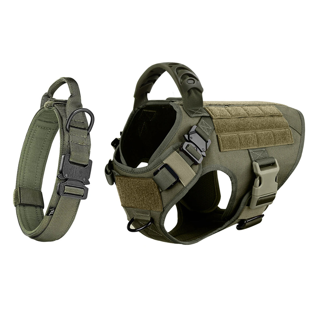 Breathable Padded Tactical Dog Harness And Nylon Collar Set