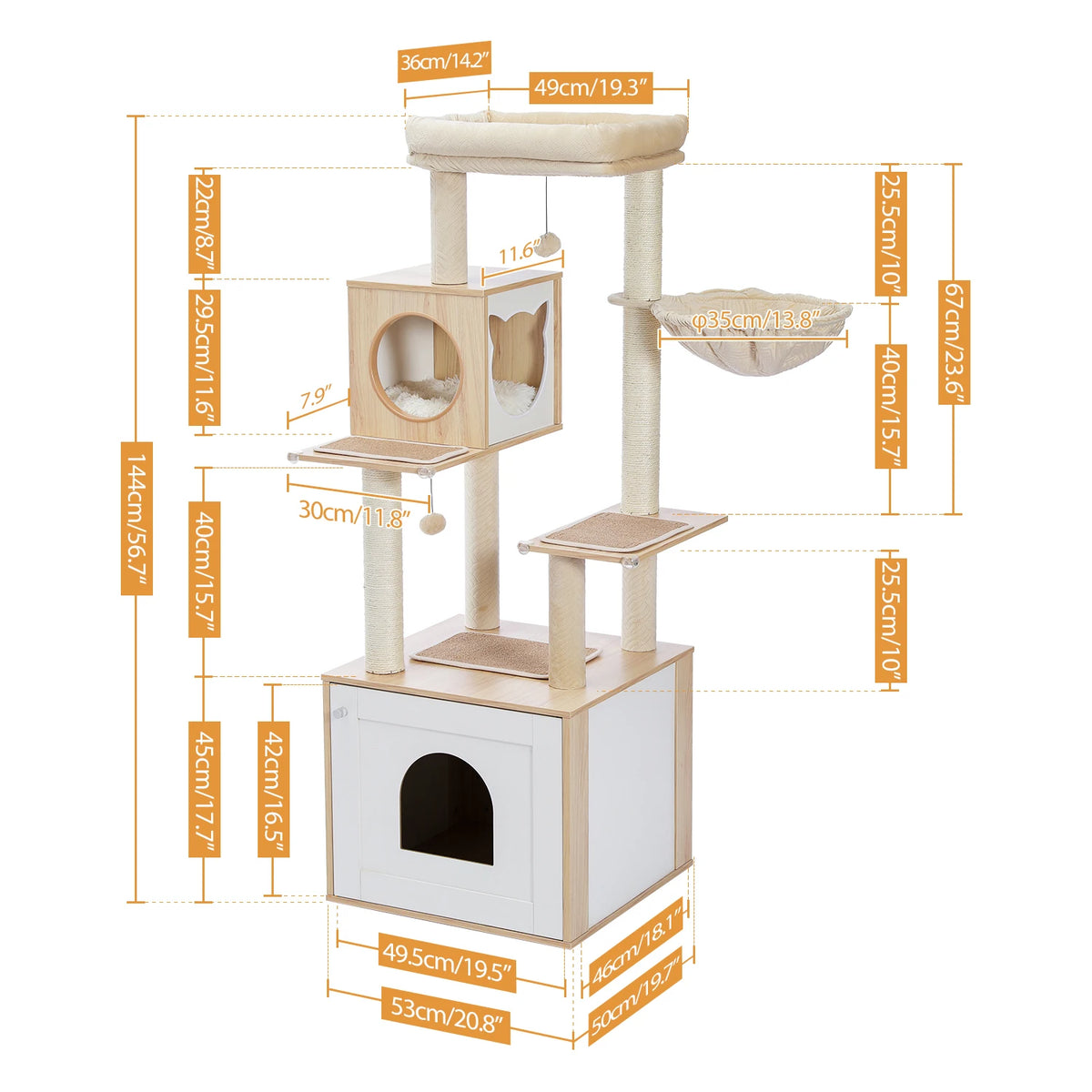 PAWZ Multi Level Cat Condo With Scratching Posts And Hammock