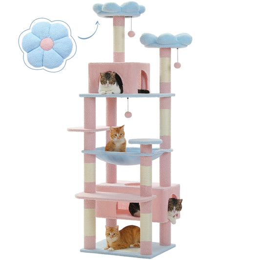 Petepela Indoor Cat Tree Tower With Sisal Posts And Hammock