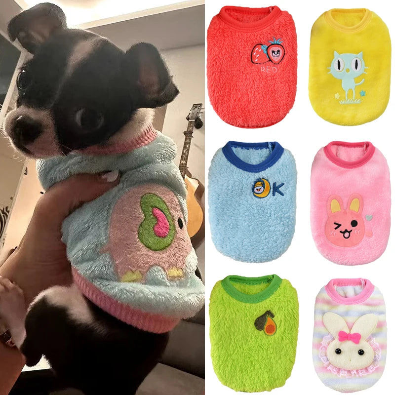 Cute Print Tea Cup Dog Sweater Warm Fleece Pet Clothing