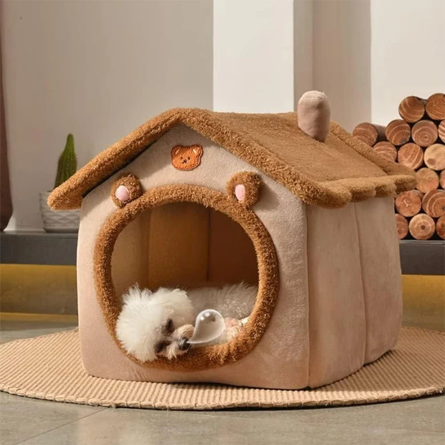 Foldable Washable Pet Cave Bed For Cats And Small Dogs
