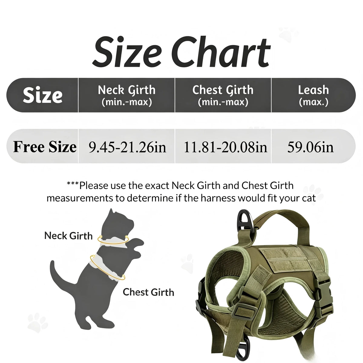 Tactical Escape Proof Cat Harness And Leash Set With Handle