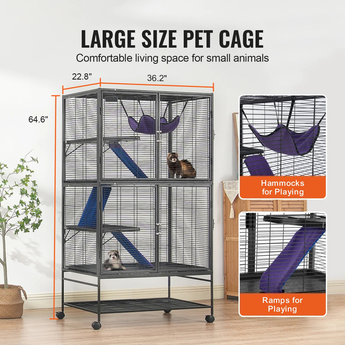 SucceBuy Multi Level Rolling Metal Small Animal Habitat Cage
