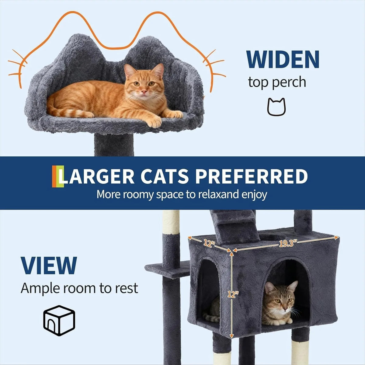Elevated Multi Level Cat Tower With Sisal Scratching Posts