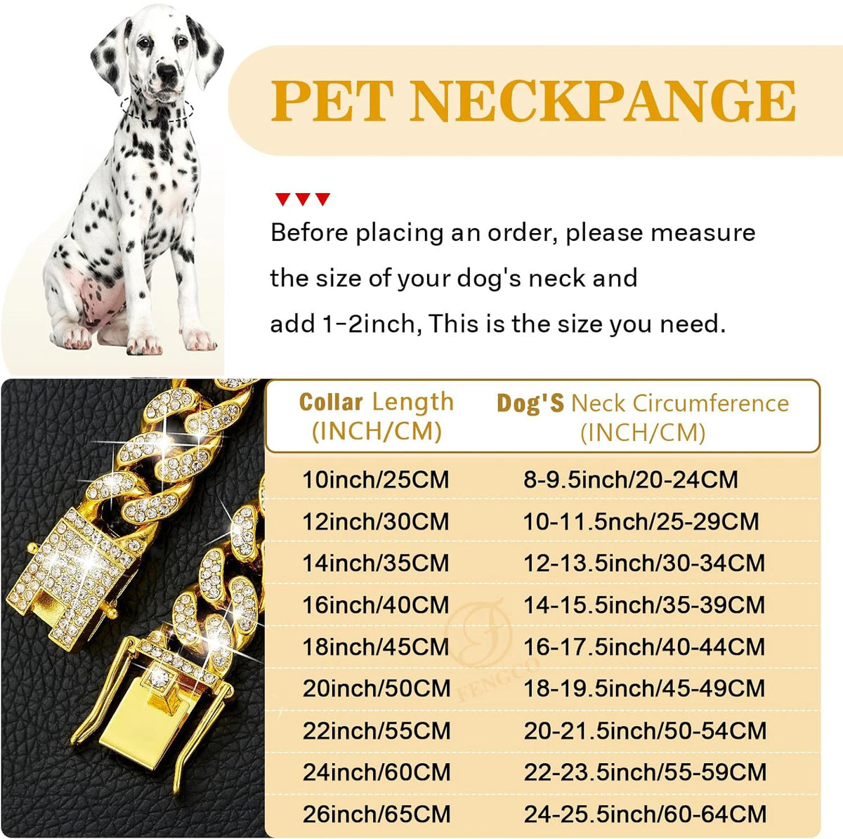 Jeweled Stainless Steel Chain Collar For Dogs And Cats