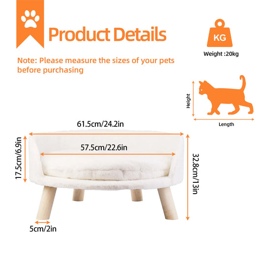 Bingopaw Raised Cat And Dog Sofa Bed With Removable Cushion