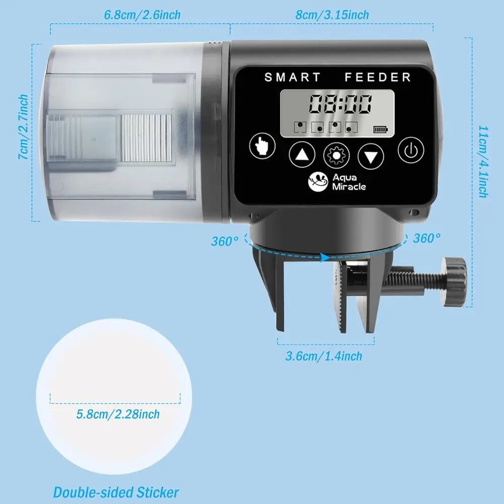 Automatic Aquarium Fish Feeder With Adjustable Timer And Digital Display
