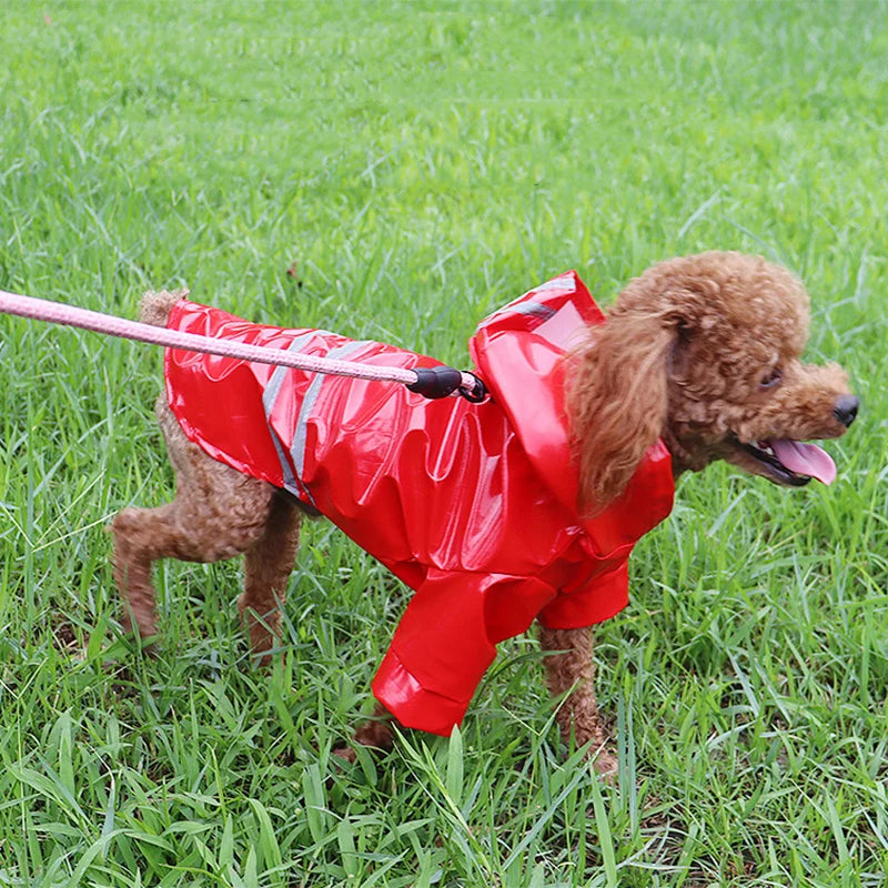 Reflective PU Waterproof Hooded Rain Coat For Dogs And Cats