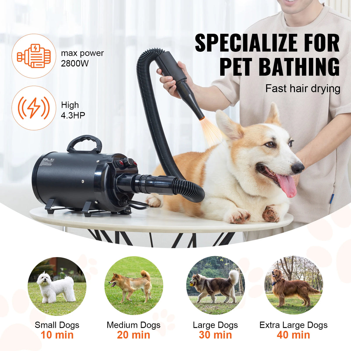 SucceBuy Adjustable Pet Dog Dryer With Temperature And Speed Controls