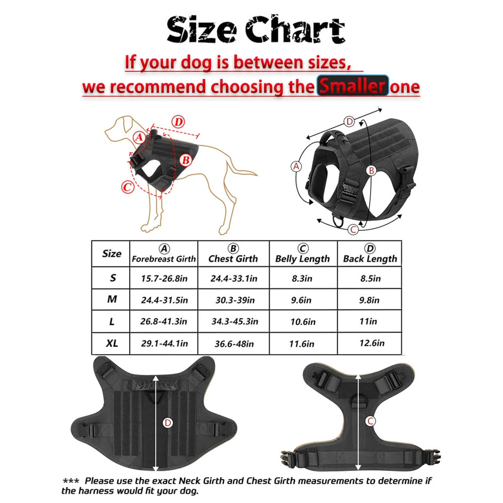 Padded Tactical Dog Harness With Quick Release Molle Vest