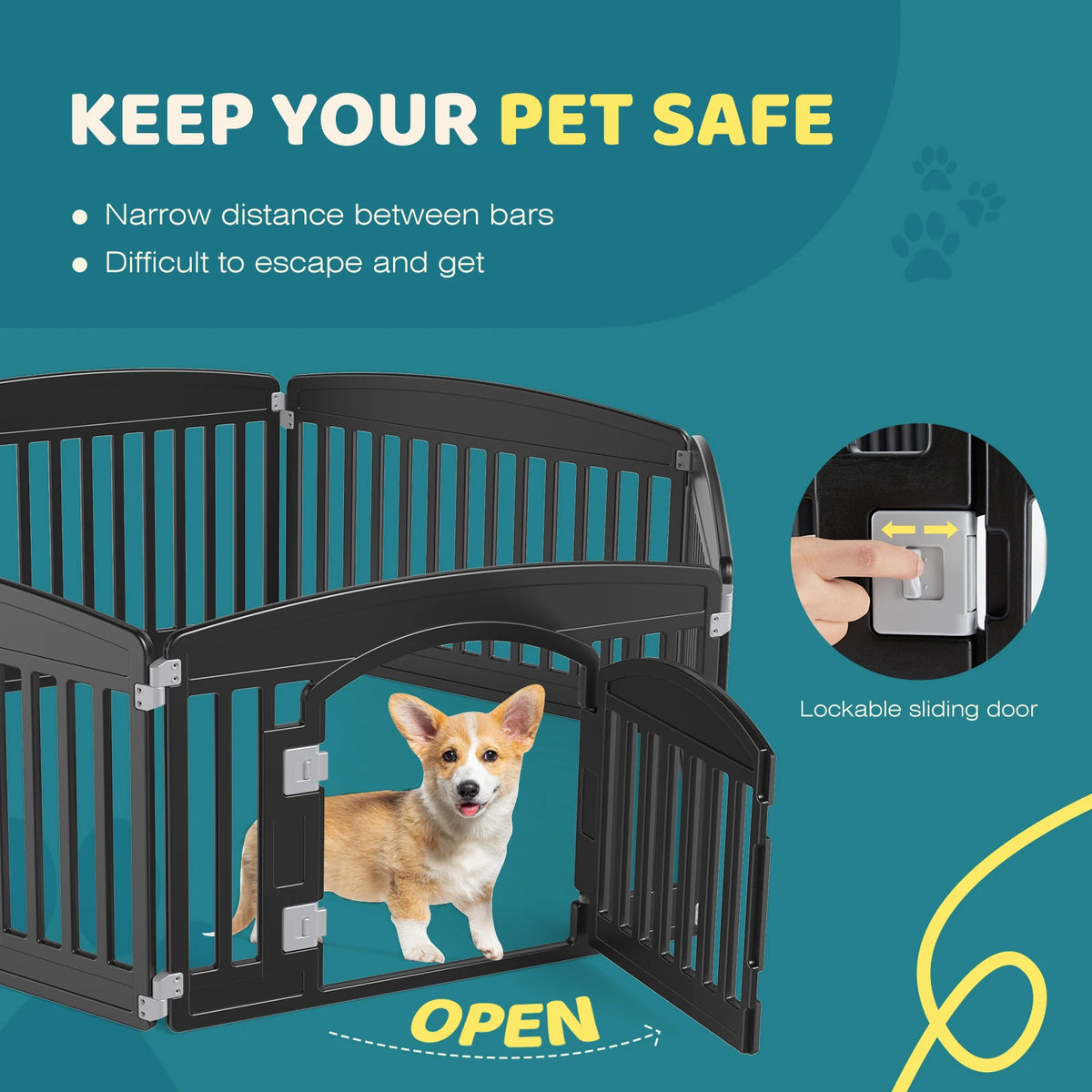 JHK Plastic Foldable Six Panel Dog Playpen Portable Pet Fence