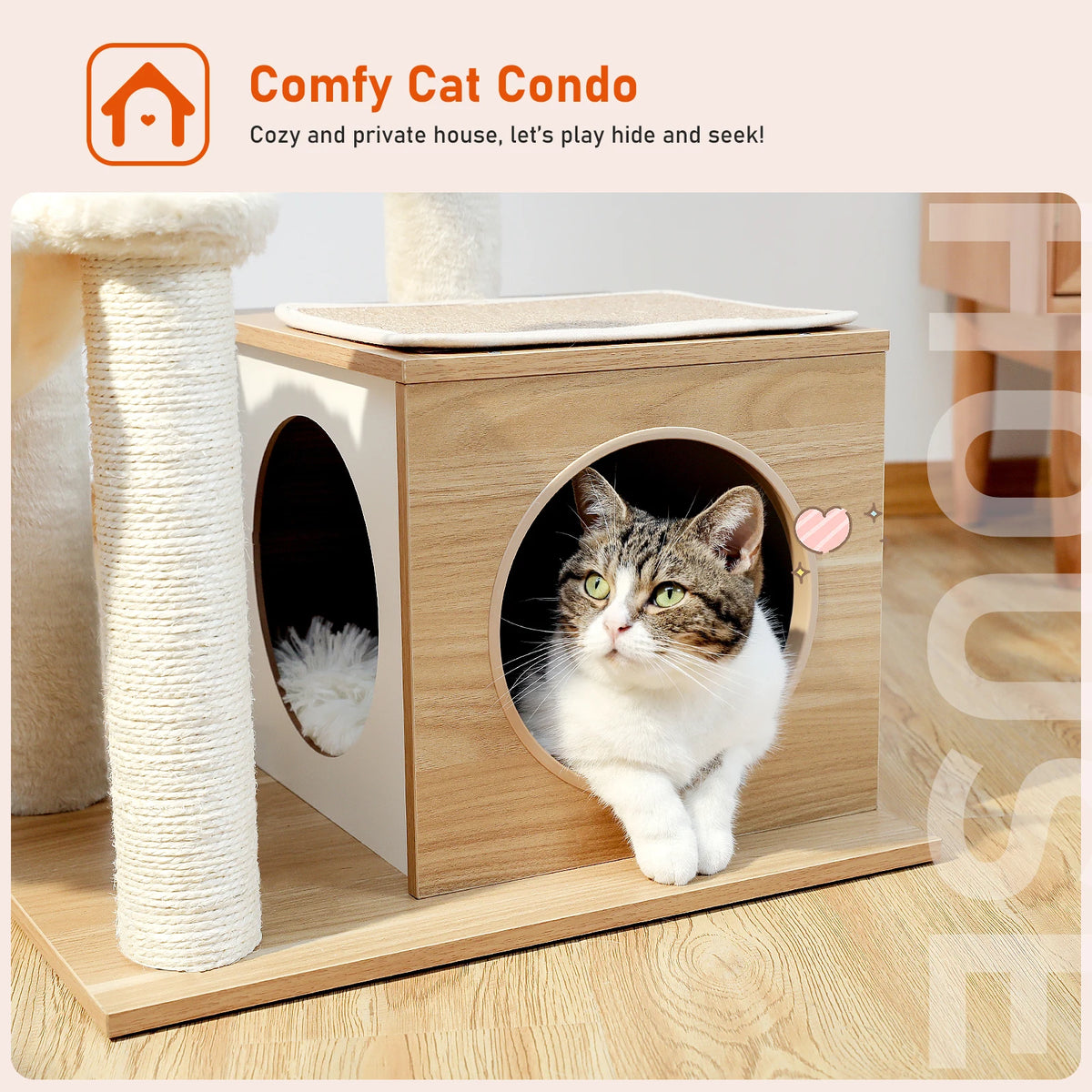 PAWZ Road Multi Level Wooden Cat Tree With Cozy Hammock
