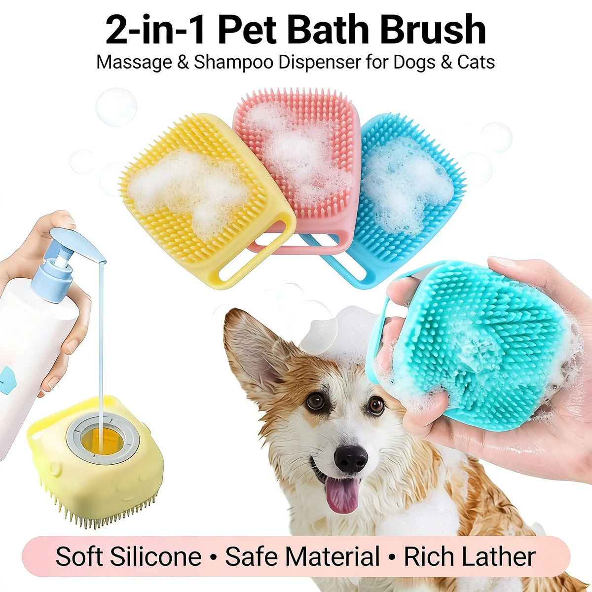 Soft Pet Bath Gloves For Dogs And Cats Grooming Brush