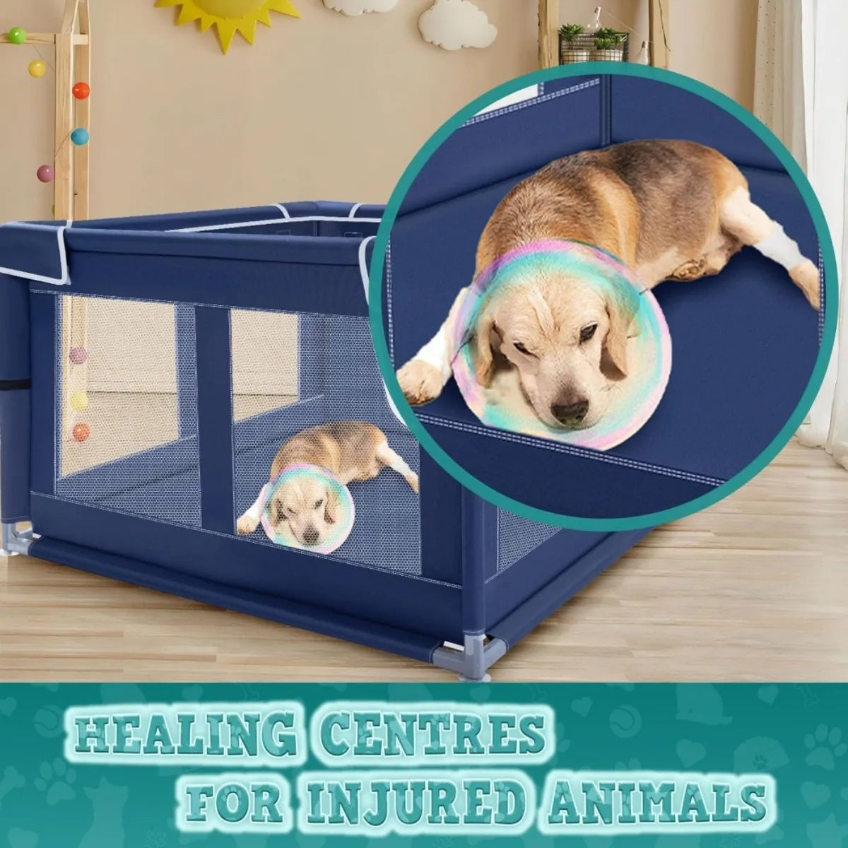 XIUWO Indoor Outdoor Puppy Playpen With Gate For Small Dogs
