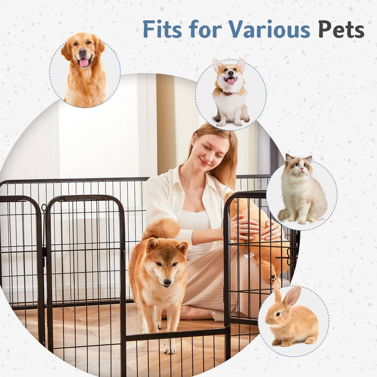 JHK Foldable Metal Dog Playpen Pet Exercise Outdoor Fence