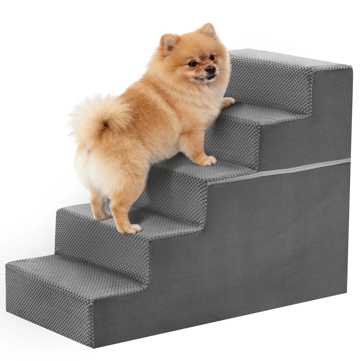 Foam Dog Stair Ramp Featuring Curved Non Slip Pet Steps