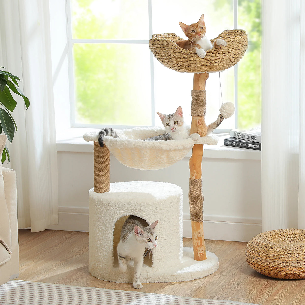 PAWZ Road Three Tier Cat Condo Solid Wood Scratching Posts