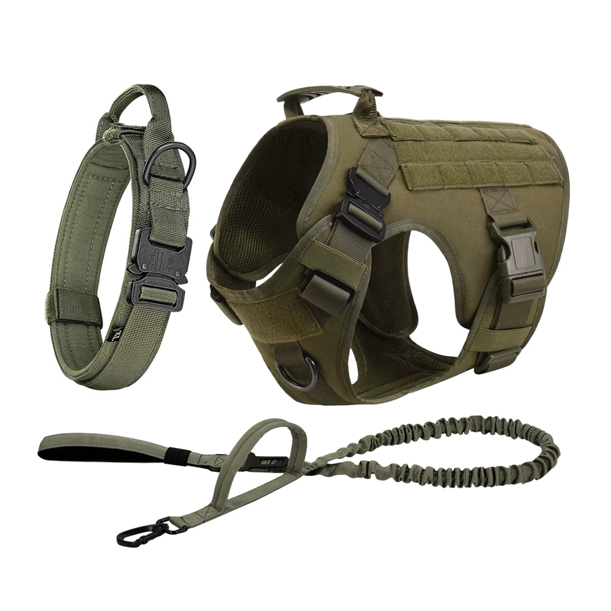Padded Tactical Dog Harness With Quick Release Molle Vest