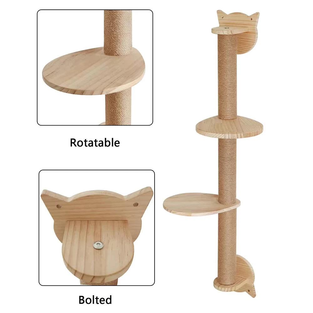 CWV Wall Mounted Cat Tree With Sisal Scratcher And Hammock