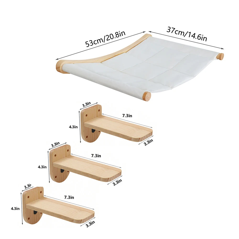 CWV Wall Mounted Cat Hammock With Climbing Shelves And Scratchers
