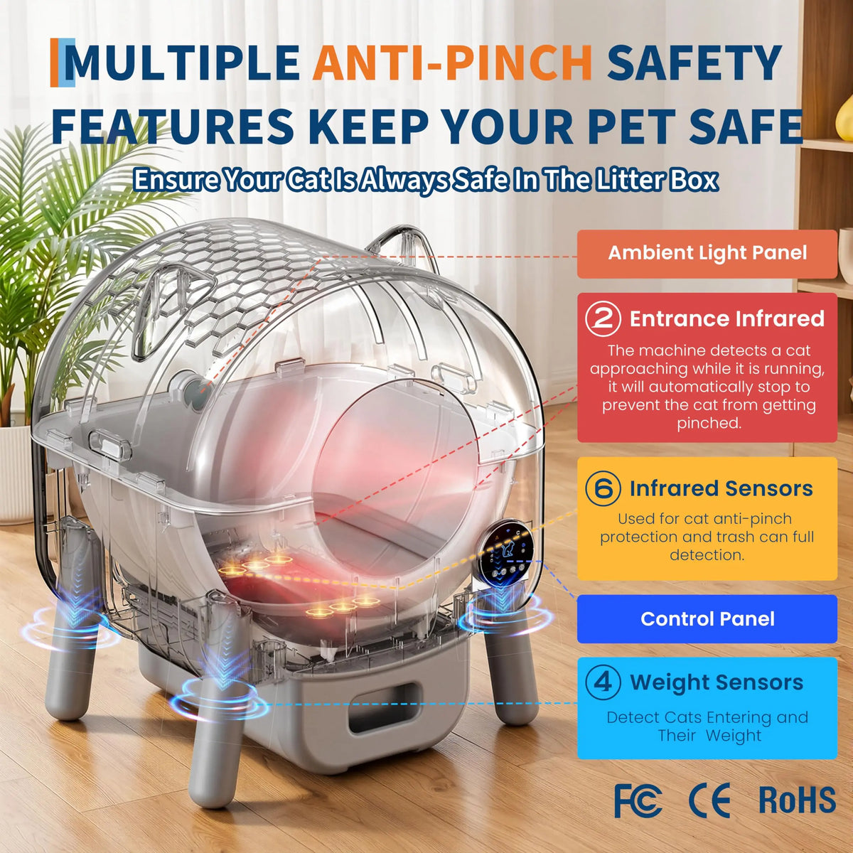 HiMISS Automatic Self Cleaning Cat Litter Box With App Connectivity
