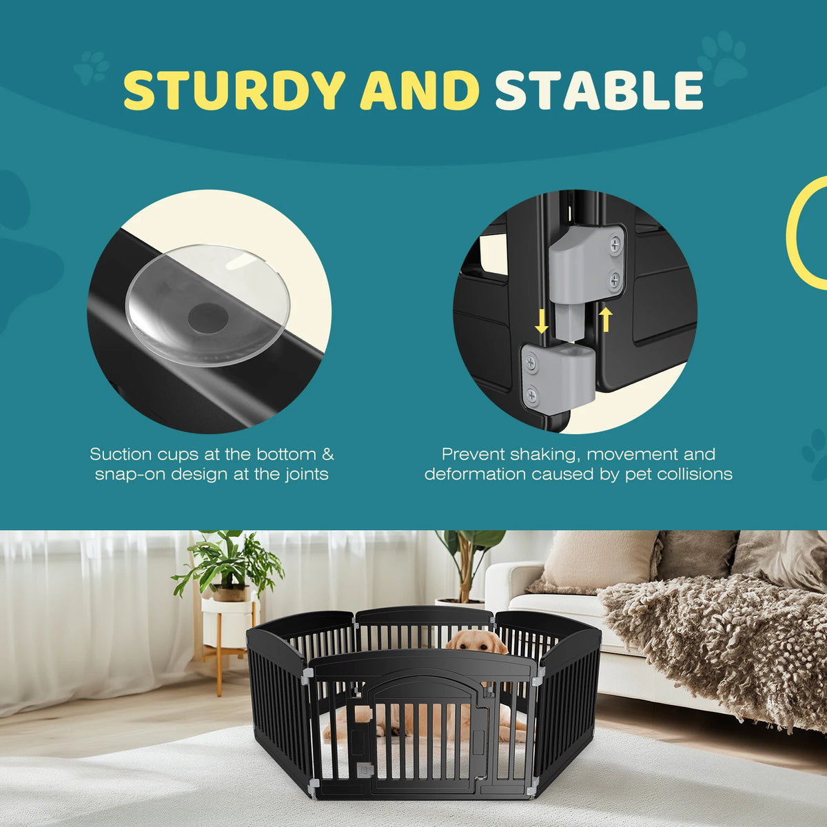JHK Plastic Foldable Six Panel Dog Playpen Portable Pet Fence
